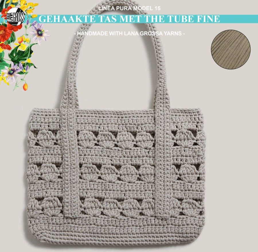 More by Mooj Haakpakket tas met The Tube Fine garen model 15 van Linea Pura 16-khaki
