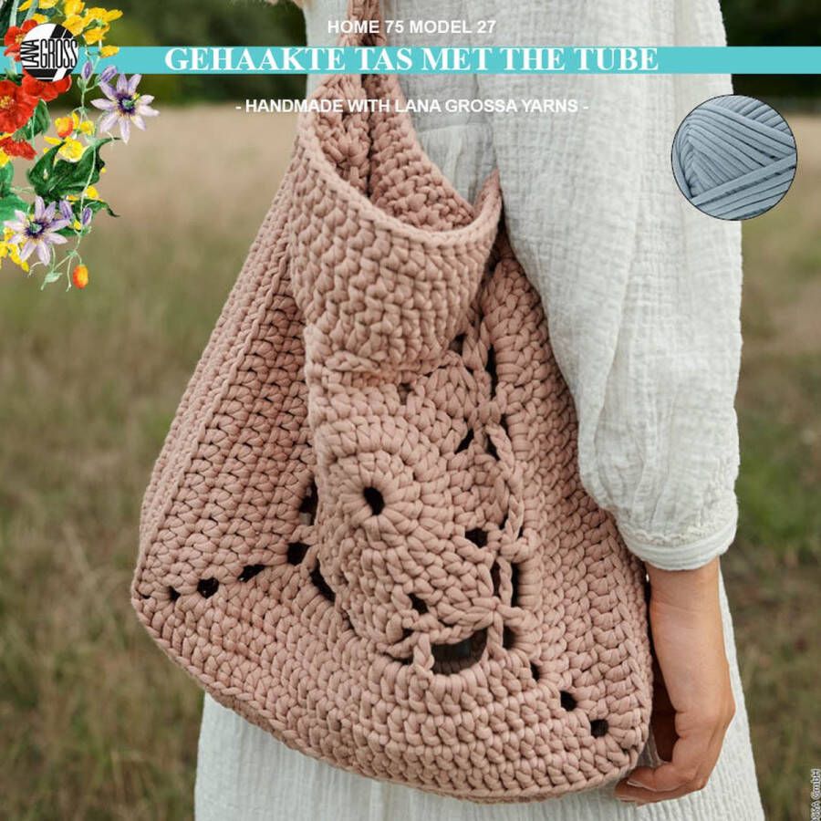 More by Mooj Haakpakket tas met The Tube garen model 27 van Lana Grossa Home 75-grijsblauw