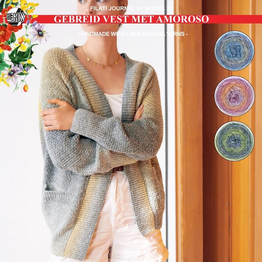 More by Mooj Breipakket vest met Amoroso-garen mt. 36 40 model 22 van Lana Grossa Filati Journal nr. 61-pink
