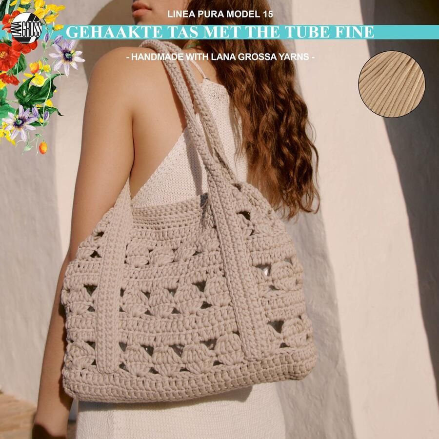 More by Mooj Haakpakket tas met The Tube Fine garen model 15 van Linea Pura 16-beige