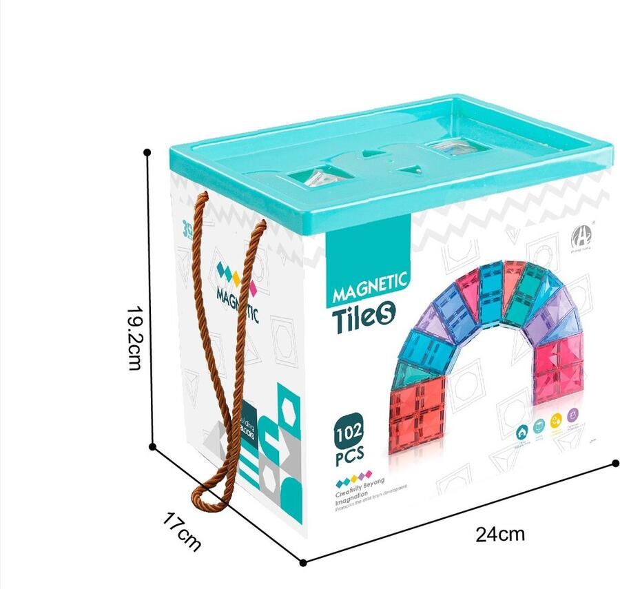 Morgiano Diamant Magnetisch Speelgoed Magnetic Tiles 102 stuks -Delig Constructiespeelgoed Magnetische Bouwstenen Magnetische Tegels Magnetic toys Duurzaam Speelgoed