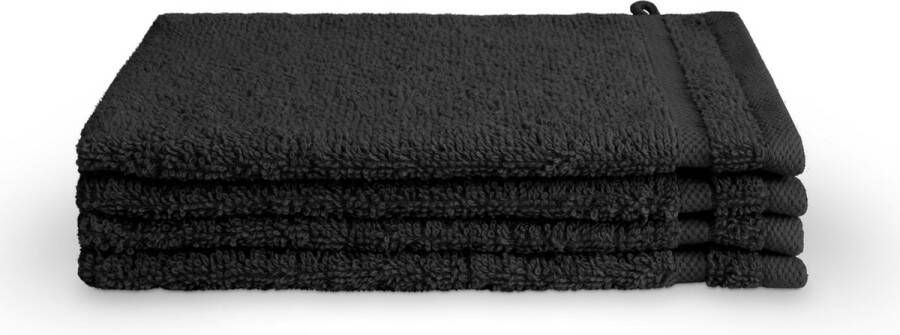 Morhane Bath Basics washand 16x21cm zwart (4 stuks)