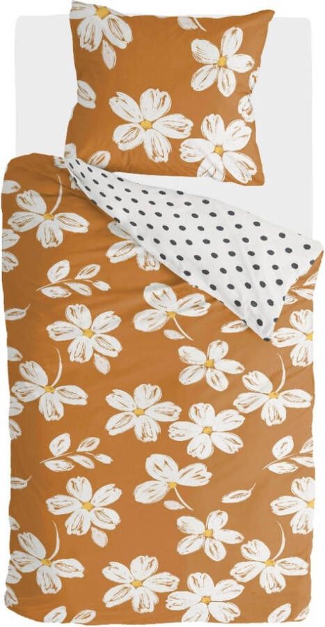 Morhane Fancy Flowers dekbedovertrek 140x220cm cognac