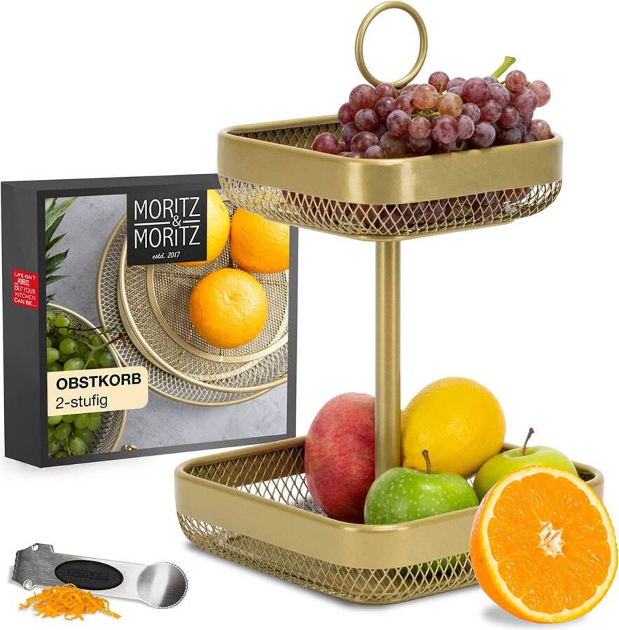 Moritz Moritz & Moritz Fruit-etagère goud metaal moderne fruitschaal goud fruitmand voor het bewaren van fruit groenten en brood