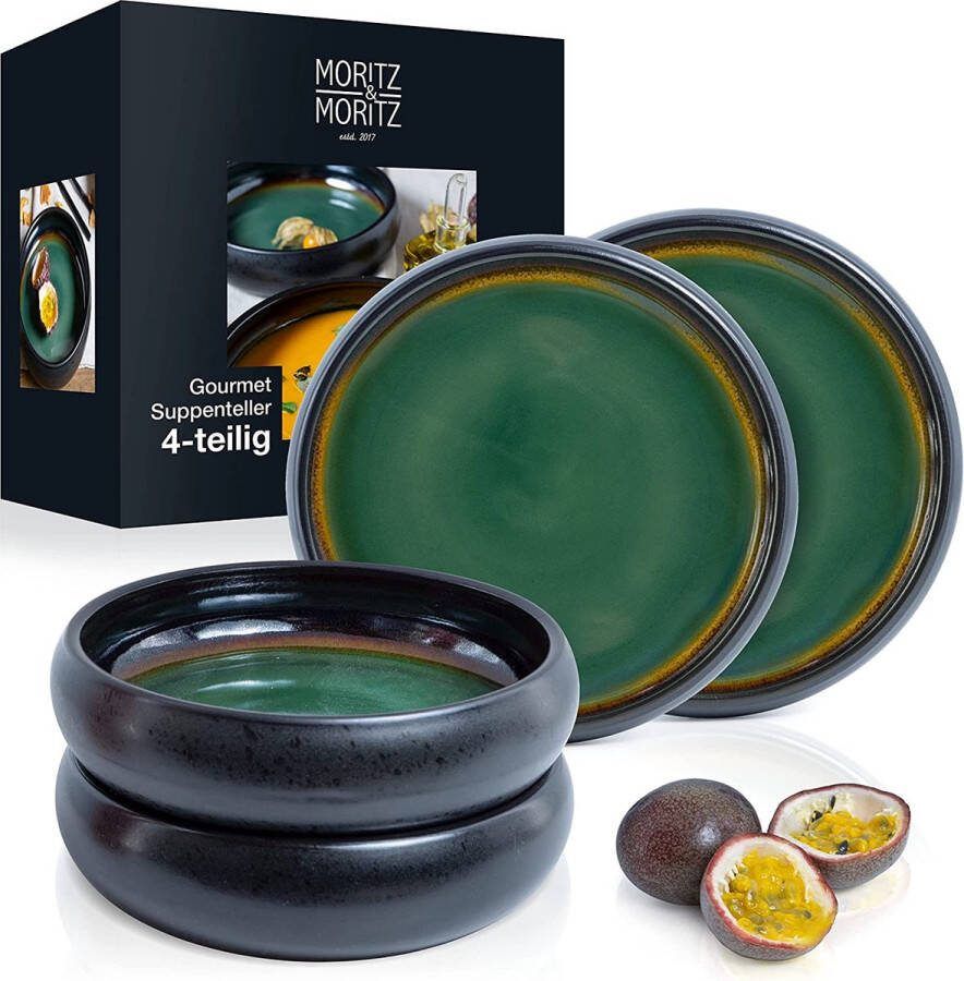 Moritz SOLID 4 x soepborden aardewerk 19 cm wordt geleverd met aardewerk voor soep pasta salade of muesli