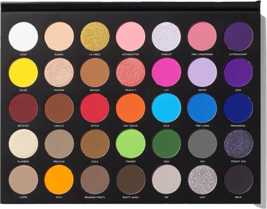 Morphe X Abby Roberts 35-Pan Artistry Palette Oogschaduw Hypergepigmenteerd 35 draagbare neutrale kleuren en felle heldere kleuren