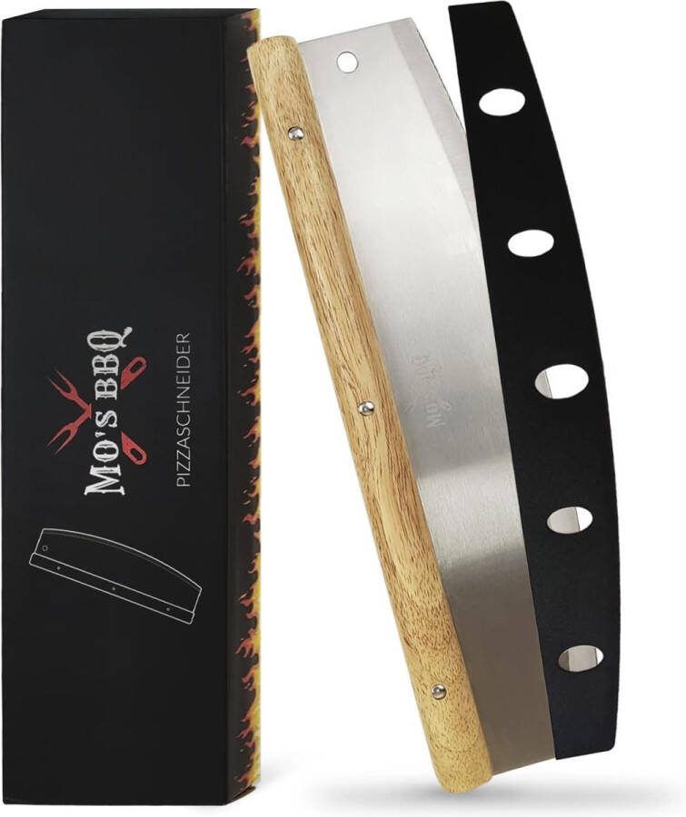 MO´S BBQ MO'S Pizzasnijder Pizzames Wiegmes 35 cm 430 RVS Met beschermhoes