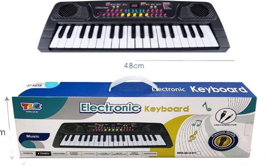 MOS TLQ KEYBOARD Speelgoed keyboard 37 toetsen en met microfoon op stroom en op batterijen