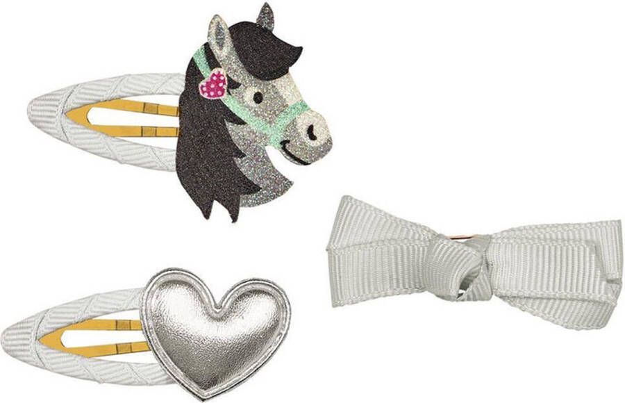Moses verlag Haarclips 3 in set Paarden 3 assorti zilver 5x4cm
