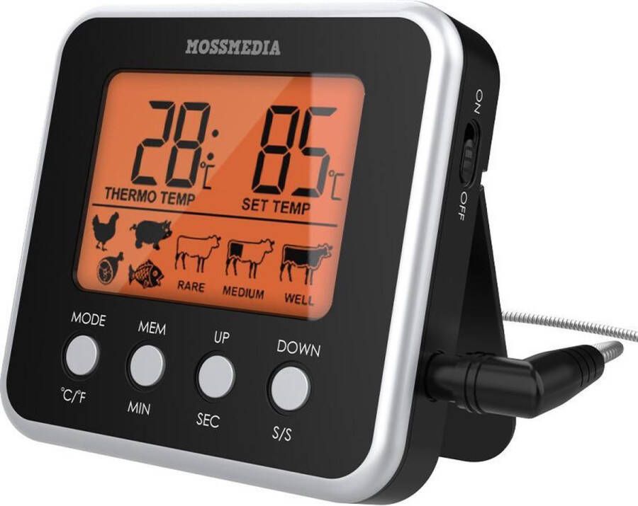 Mossmedia Pro BBQ Thermometer Vleesthermometer Meet tot 300°C Digitaal Vaderdag Cadeautje
