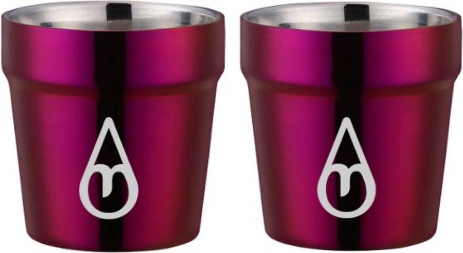 Motivai Dubbelwandige Koffiebeker 2 STUKS Fuchsia 175 ML Kantoor beker Herbruikbare koffiebekers Dikwandige Drinkbeker Theekopje Koffiekopje Feestje of Kamperen Onbreekbaar & Herbruikbaar Vaatwasmachinebestendig