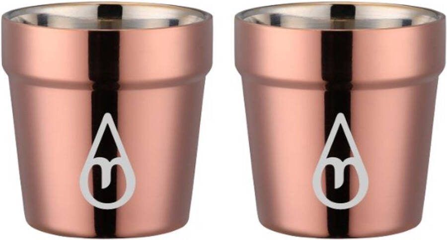 Motivai Dubbelwandige Koffiebeker 2 STUKS Rosé 175 ML Dikwandige Drinkbeker Theekopje Koffiekopje Feestje of Kamperen Onbreekbaar & Herbruikbaar Vaatwasmachinebestendig