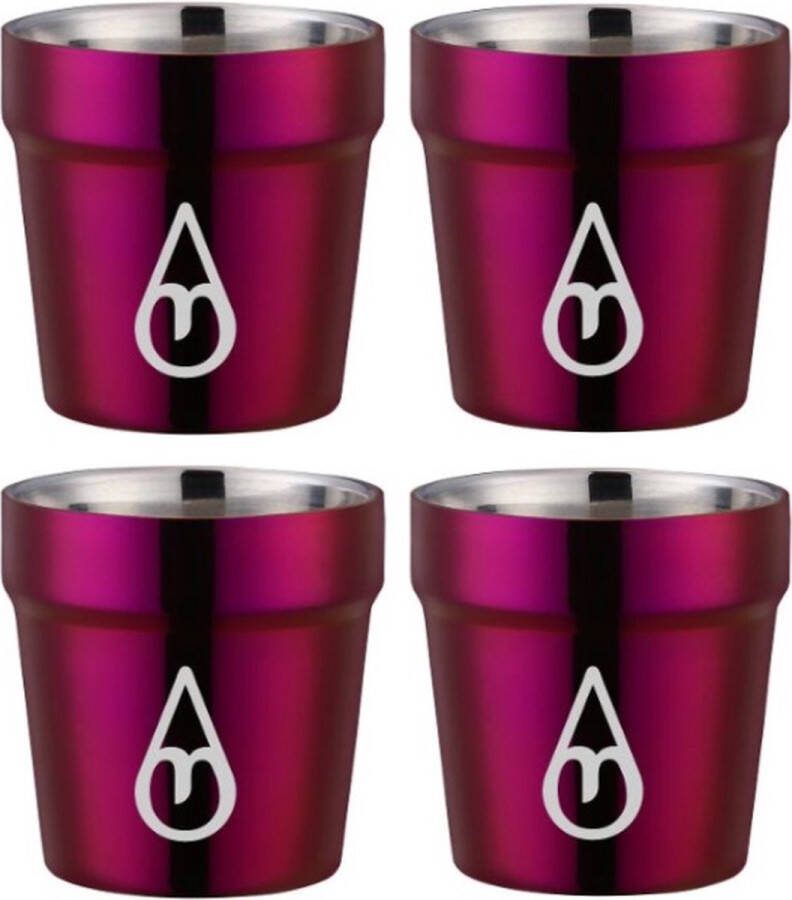 Motivai Dubbelwandige Koffiebeker 4 STUKS Fuchsia 175 ML Kantoor beker Herbruikbare koffiebekers Dikwandige Drinkbeker Theekopje Koffiekopje Feestje of Kamperen Onbreekbaar & Herbruikbaar Vaatwasmachinebestendig