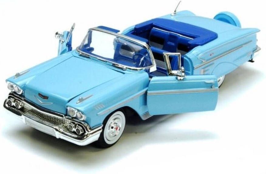 Motor Max Modelauto Chevrolet Impala 1958 blauw 22 x 8 x 6 cm Schaal 1:24 Speelgoedauto Miniatuurauto