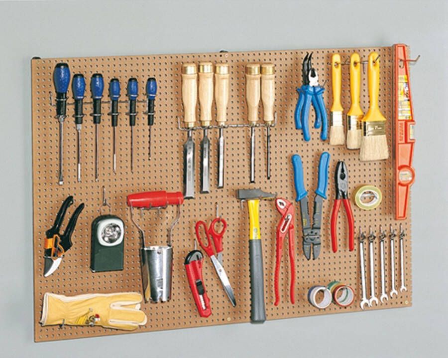 Mottez Houten gereedschapswand met 41 hang accessoires B275F Wandmontage