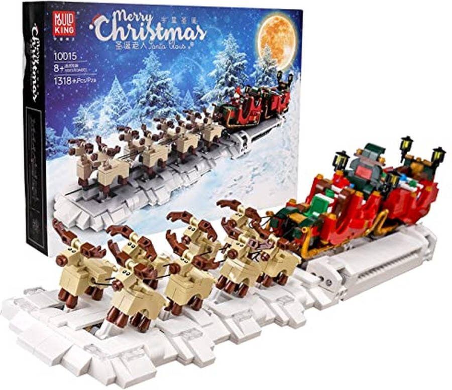 Mould King 10015 The Motorized Christmas Santa Sleigh 1318+ bouwstenen