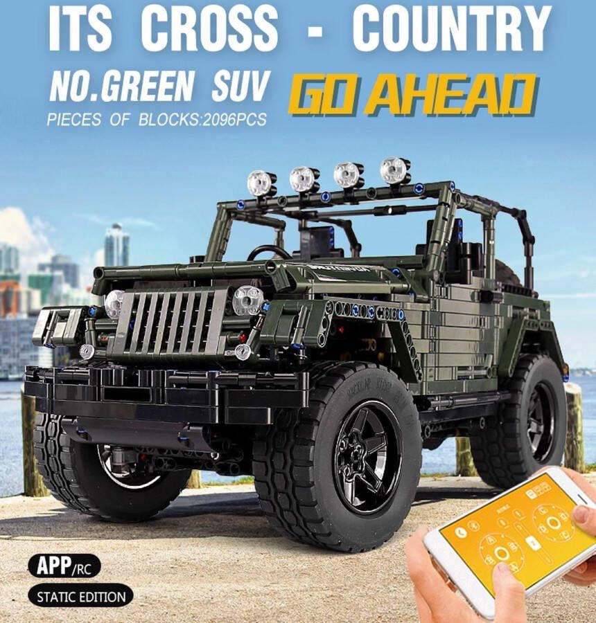 Mould King 13124 Jeep Off-Road Vehicle Terreinwagen Compatible met de bekende merken DIY Bouwset constructieset 2078 onderdelen Mouldking