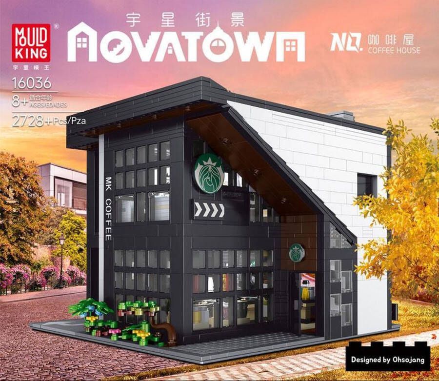 Mould King -Modern Starbucks Cafe koffiebar met led verlichting 2878 bouwstenen ** Lego alternatief**