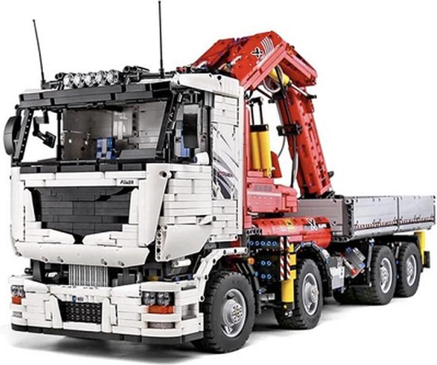 Mould King 19002 MEGA Radiografische Vrachtwagen Truck Compatible met bekende merk Truck met Kraan Pneumatisch Technisch Bouwpakket 8000+ Bouwstenen Afstand bestuurbaar Radiografisch RC Kraanwagen Bouwpakket