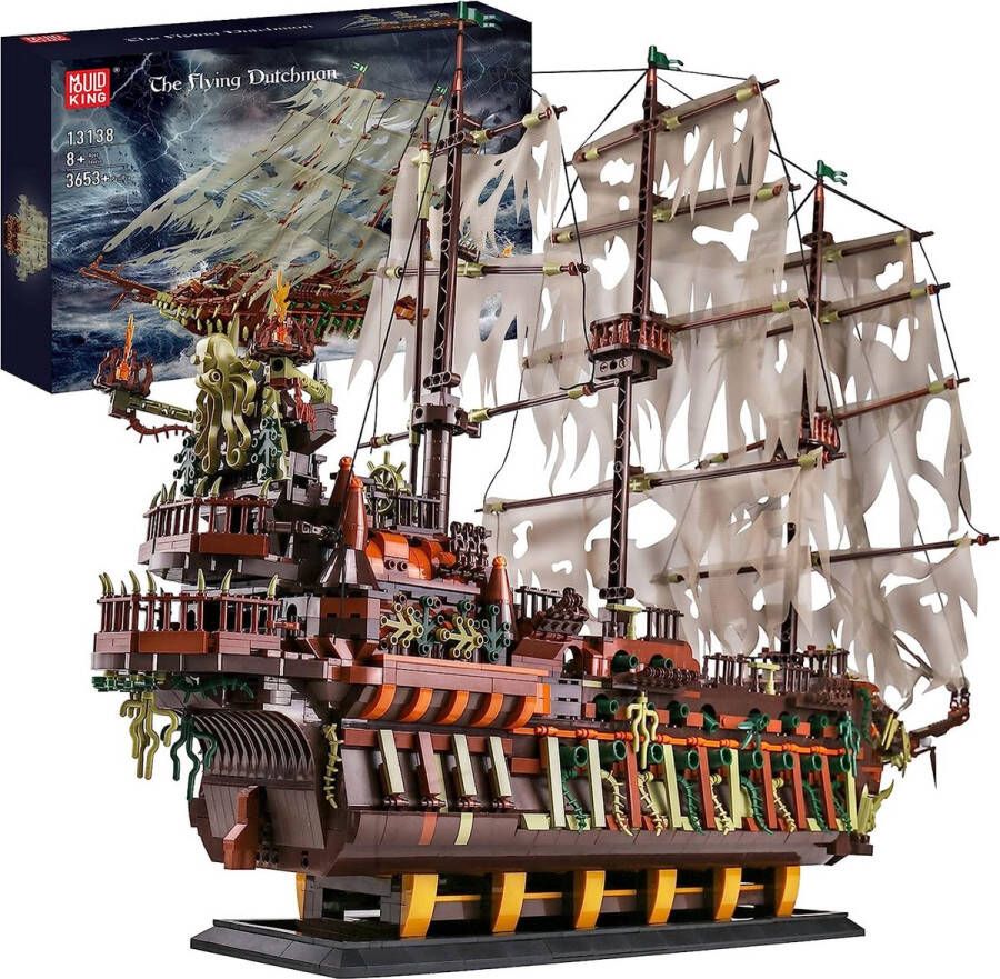 Mould King -The Flying Dutchman De Vliegende Hollander Jack Sparrow-Piratenschip 3653 Bouwstenen pirates of the caribbean -Fullcolour verpakking-Giftbox-Uniek-( Dezelfde kwaliteit en 100% compatible met de bekende Deense bouwstenen )
