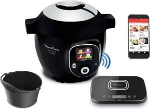 Moulinex CE859800 COOKEO + Connect Smart Multicooker met schaal en bakvorm inbegrepen 6L 200 recepten Zwart