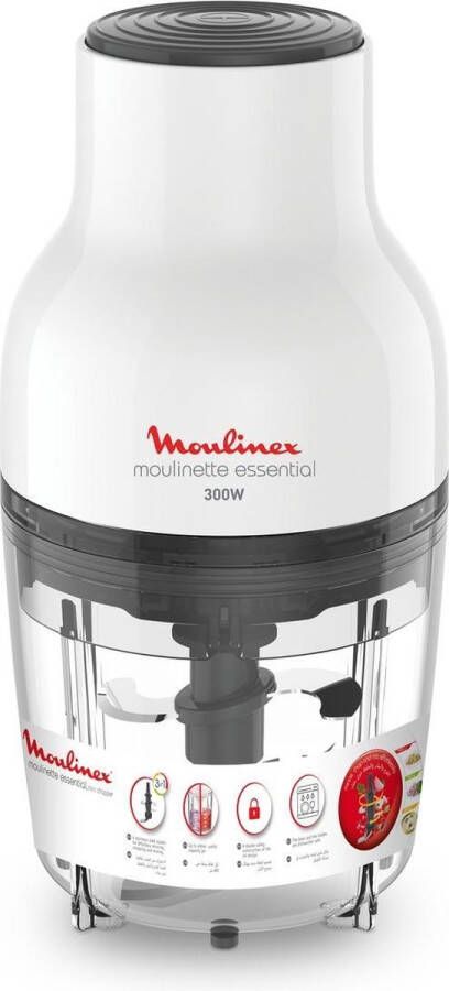 Moulinex Elektrische hakmolen 3-in-1 functies Slices Chops Mise 4 messen 400 ml Moulinette Essential DJ520110