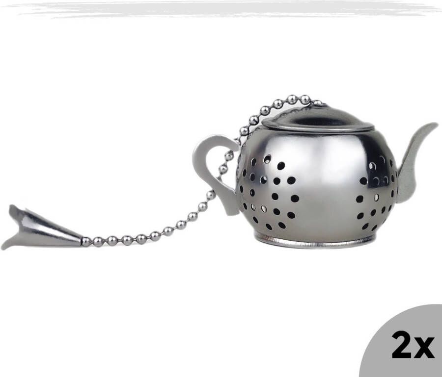 Mount Everest Tea Theefilter voor losse thee ei voor losse thee Theezeef voor losse thee Tea infuser with tray Thee ei Theefilter Infuser Theezeef RVS Theepot vorm Filter geschikt voor losse thee Set van twee