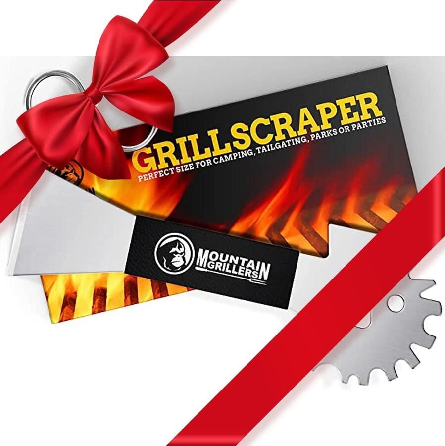 Mountain grillers BBQ Grill Roosterschraper Brede draagbare grillschrobber Past op bijna elke grill bakplaat rookovenrooster Compact antislip roestvrijstalen grillreiniger met ingebouwde flesopener