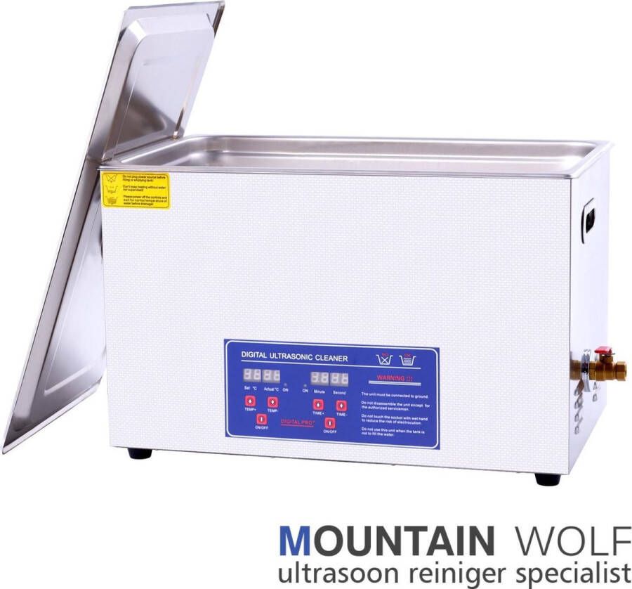 Mountain Wolf Ultrasoon reiniger 30 Liter 30L (Ultrasoonbad Reinigingsbad Ultrasone Reinigingsmachine Carburateur Ultrasoonbak beste Ultrasonic Cleaner groot Reinigings bad grote bak injectoren trilbad apparaat)