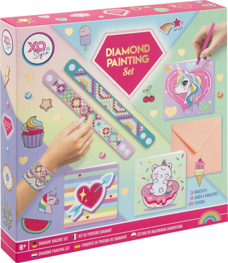 MOXY Diamond Painting Set Creatieve Knutselset voor Kinderen 6+ Jaar Inclusief Accessoires en Kleurrijke Steentjes Armbandjes maken Diamond Painting Kaarten Diamond Painting Stickers