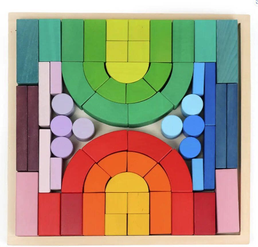 MOXZY Bouwblokken Colosseum 50x50 cm Houten blokken Montessori Houten speelgoed