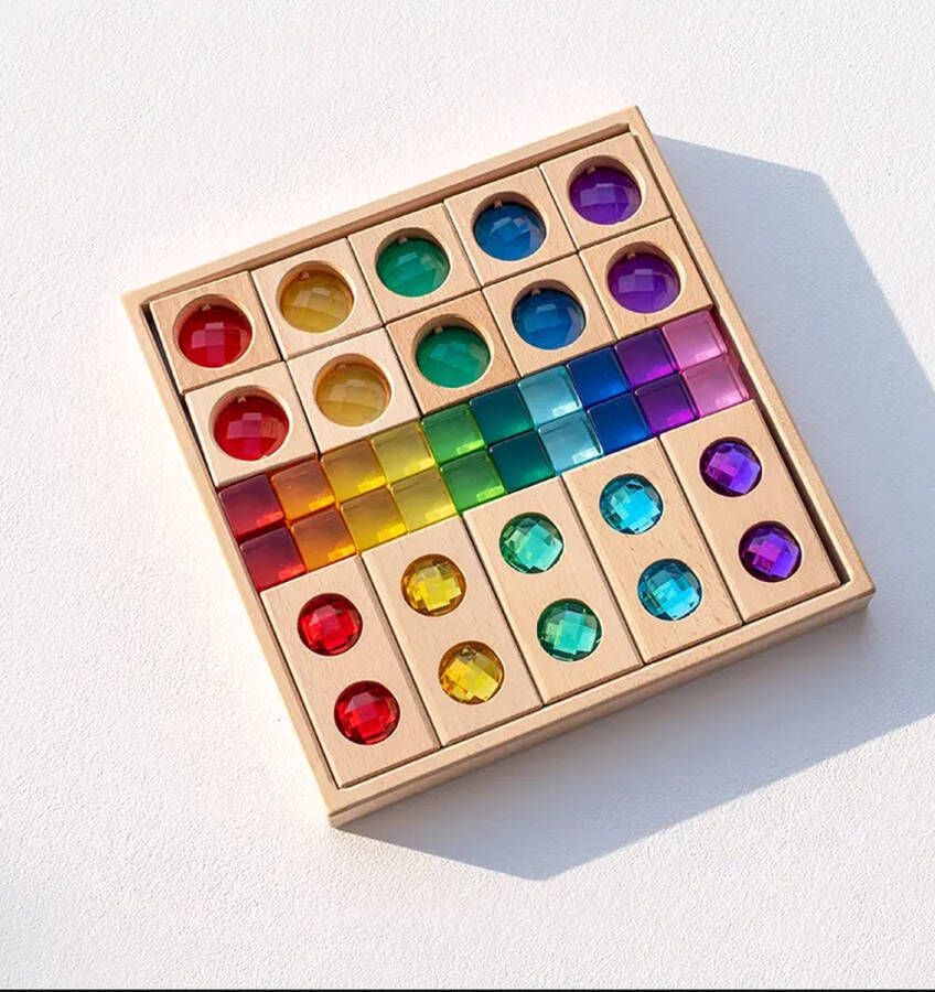 MOXZY Houten Bouwblokken Sparkling Rainbow Houten blokken Montessori