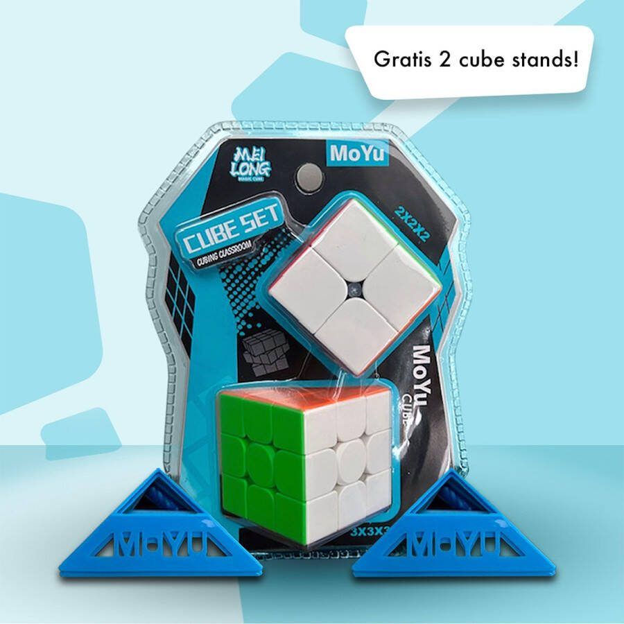 MoYu Speed Cube Set 2 in 1 Cube Puzzel Kubus Speed Cube Set Cadeauset Breinbrekers Educatief Speelgoed Gratis 2 (!) Cube Stands 2x2 3x3