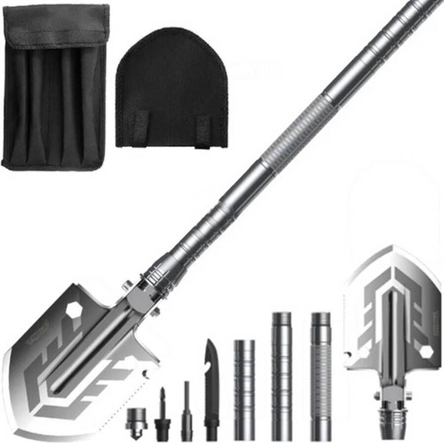 MOZY Opvouwbare Schep 16 in 1 met Hoezen tot 67 cm Survivalschep Schop Spade Pioniersschep Vouwschop Schop Outdoor Kamperen Camping Multifunctionele Schep Militaire Schop Gereedschap