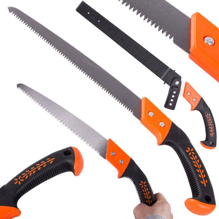 MOZY Takkenzaag met Beschermhoes 49 cm Zwart Oranje Antislip Handgreep Tuin Handzaag Snoeizaag Boomzaag Houtzaag Handzaag Tuinieren