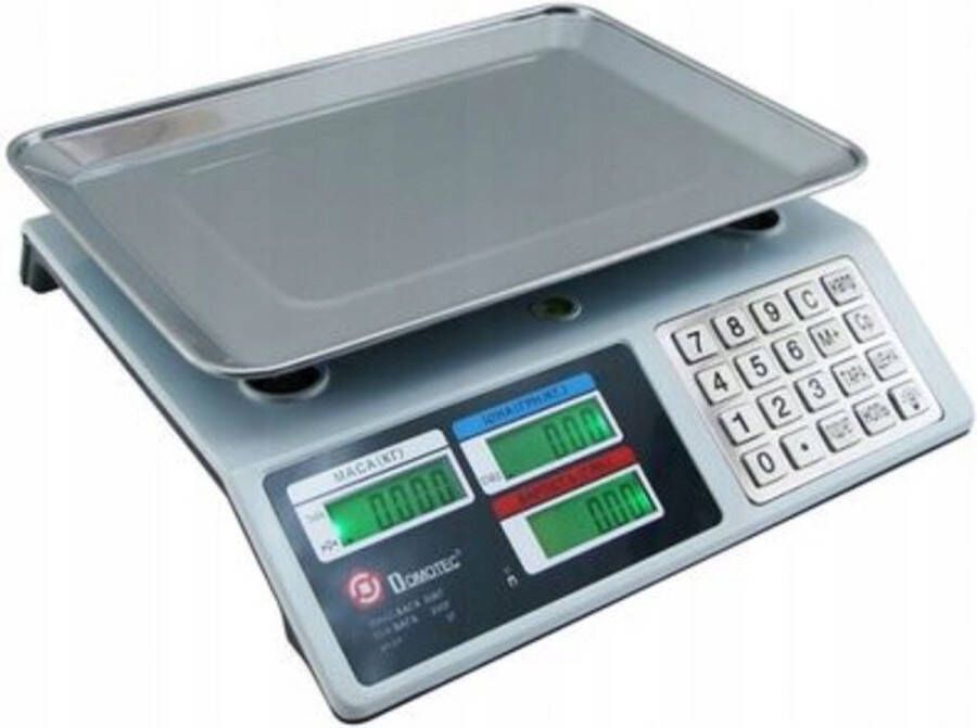 MOZY Weegschaal Wit Winkelweegschaal 40 kg LED Display Waterdicht Prijzenweegschaal Prijsrekenweegschaal Winkel Weegschaal Geschikt voor Handel Marktweegschaal Horeca Weegschaal Prijsweegschaal