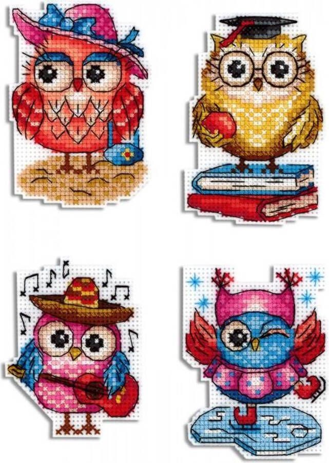 Mp studia Borduurpakket met Stramien Owl Stories Magnets telpatroon om zelf te borduren
