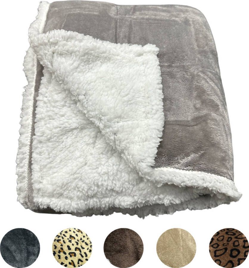 MPM Fleece Deken van Schapenvacht Sherpa Deken Plaid 150 x 200 cm Luxueus Comfortabel Grijs