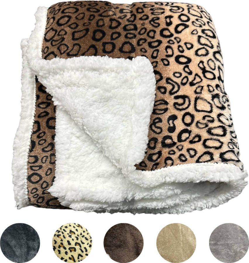 MPM Fleece Deken van Schapenvacht Sherpa Deken Plaid 150 x 200 cm Luxueus Comfortabel Jaguar