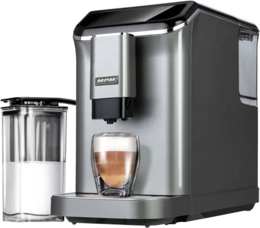 MPM Koffiezetapparaat met Melkopschuimer Koffiemachine Espressomachine 5 Soorten Koffie + Heet Water 1 5L Waterreservoir 1350W