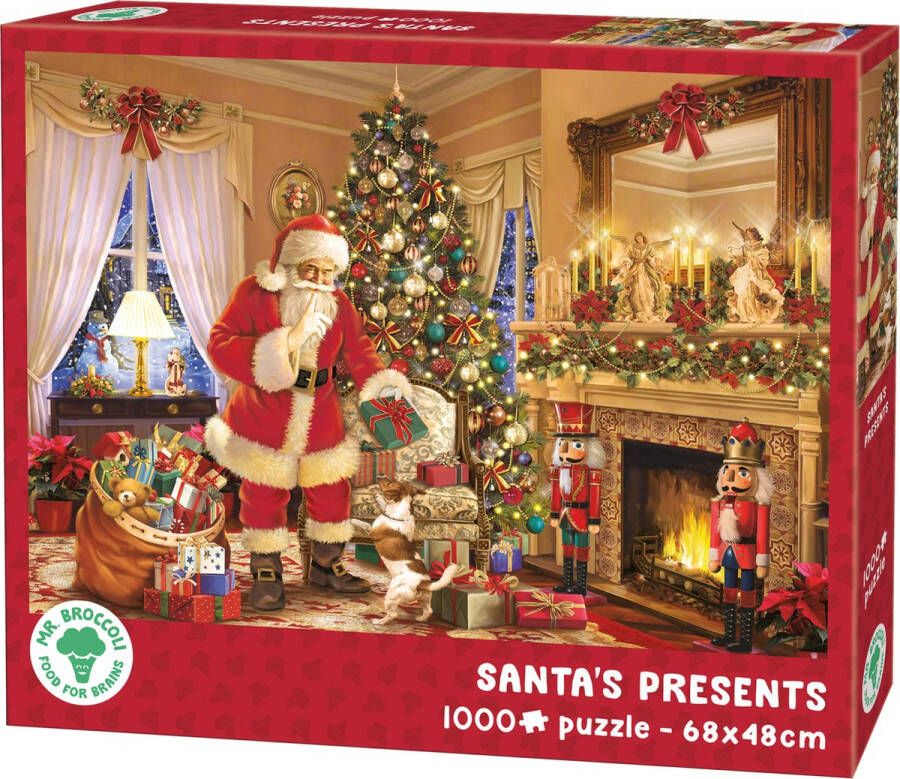 Mr. Broccoli Puzzel 1000 Stukjes Santa's Presents Kerstmis Kerstpuzzel met Kerstman 68 x 48 cm Kerst