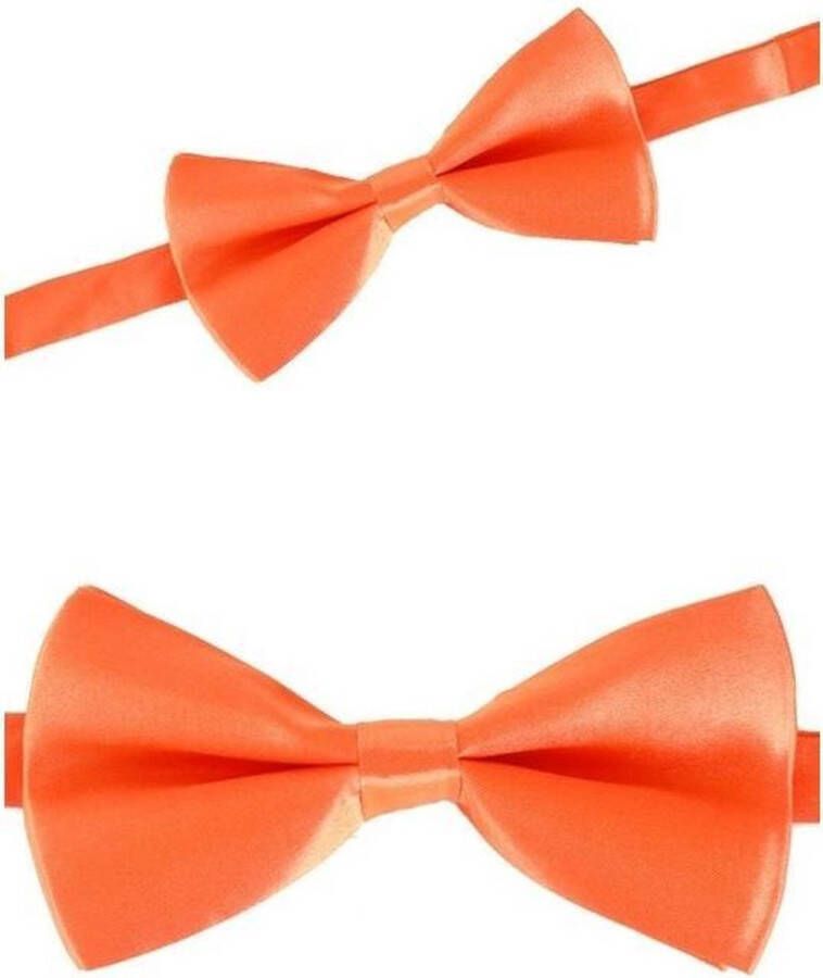 Mr. Pefe Oranje verkleed vlinderstrikje 14 cm voor dames heren Oranje thema Koningsdag voetbal Vlinderstrikken vlinderdassen met elastieken sluiting