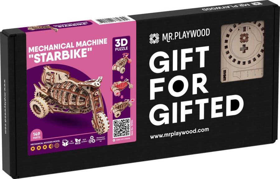 Mr. PlayWood Mechanical machine Starbike 3D houten puzzel Bouwpakket hout DIY Knutselen Miniatuur 149 onderdelen