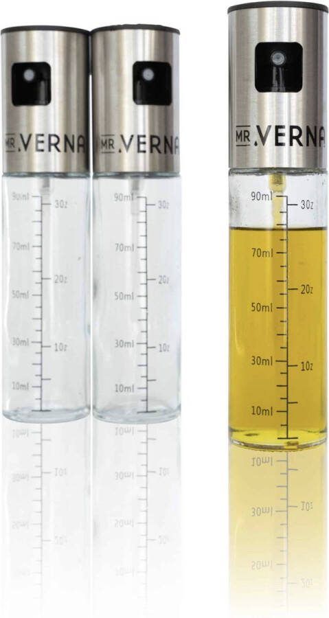 Mr. Verna olijfolie spray keuken navulbaar cooking spray diffuser verstuiver glas rvs 100 ml olijfoliesprayer bbq accesoires oliefles ideaal voor airfryer