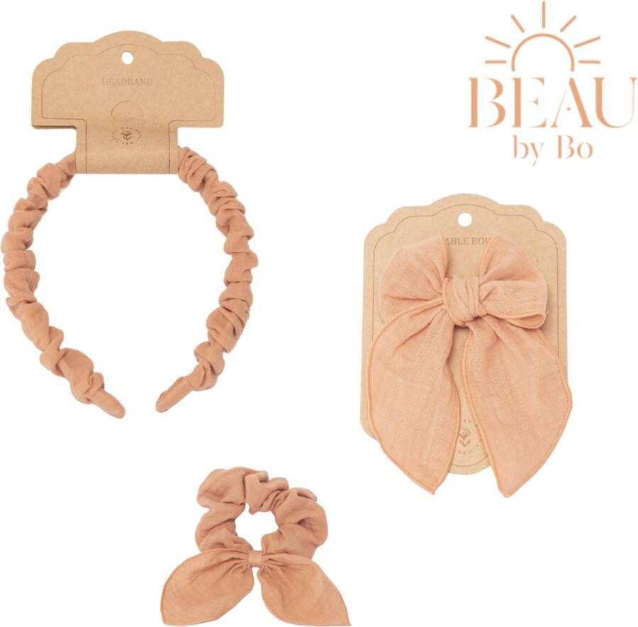 Mrs Ertha BEAU by Bo Haaraccessoires Haarband + Scrunchie + Clip met strik Blush