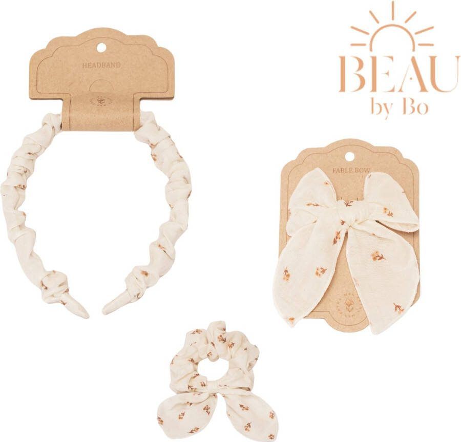 Mrs Ertha BEAU by Bo Haaraccessoires Haarband + Scrunchie + Clip met strik Flower Buds