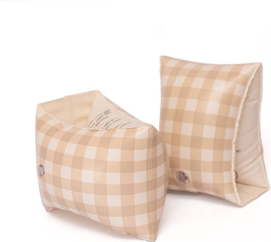 Mrs Ertha Zwembandjes Zwemvleugels beige soft squares 11-30 kg 2-6 jaar