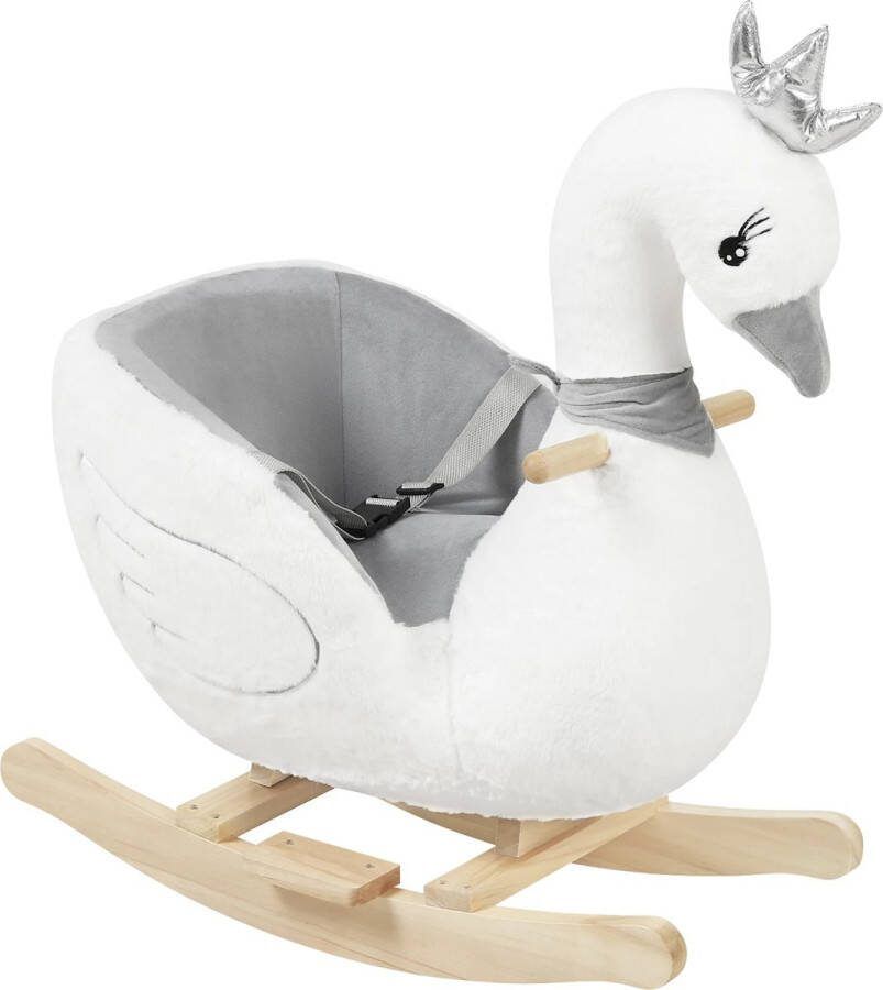 MS Hobbelpaard Zwaan Schommelstoel baby Schommelstoel peuter Hobbeldier Zwaan Min. leeftijd 10 maanden Wit met grijs Met veiligheidsgordel Zithoogte 35 cm