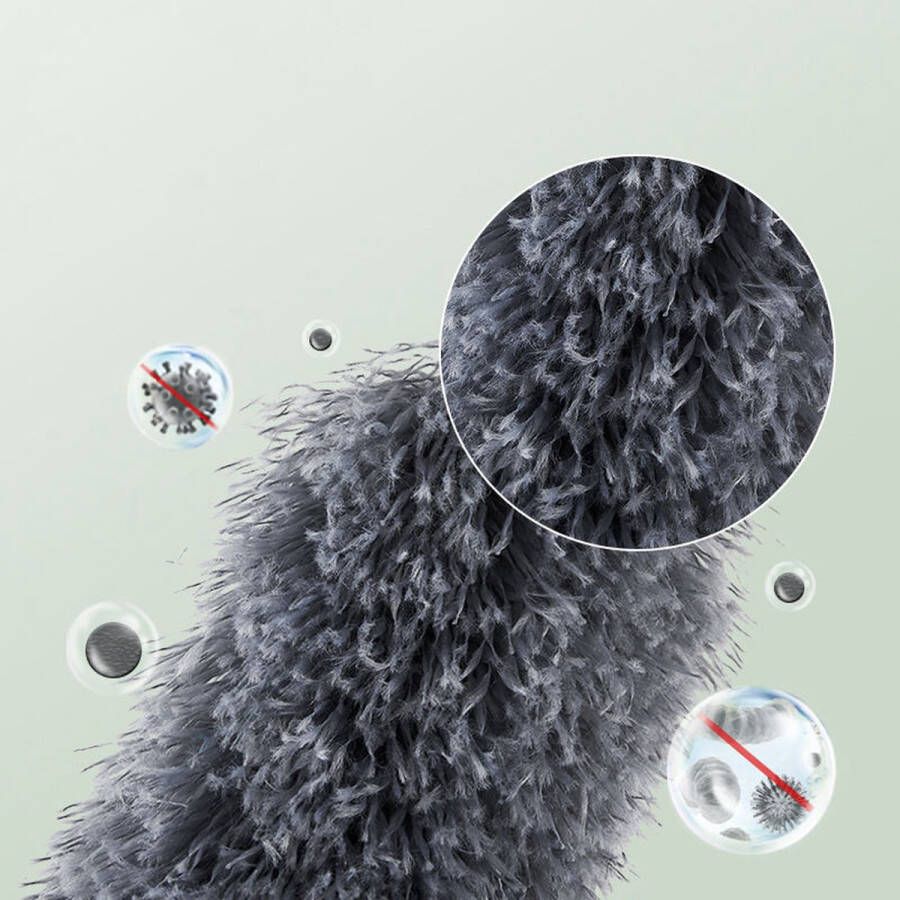 MS Merch Plumeau Duster – Uitschuifbaar ­– Microvezel – 60 tot 135 CM Ragebol Wasbaar Grijs Huishouden Schoonmaak