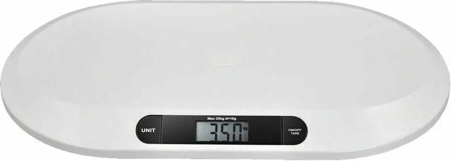 MS Babyweegschaal Digitaal weegschaal Dierenweegschaal Tot 20 kg Op batterijen Wit LxBxH: 55 cm x 32 cm x 3 cm